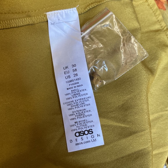 ASOS Curve Mustard Yellow Floral Long Sleeve Lace Up Back Dress Size 26 - Picture 6 of 6